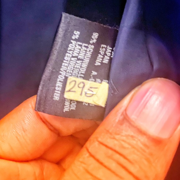 Escada Virgin Wool Blazer. Blue. Embroidered Accent & Pointed Collar. - Picture 3 of 7